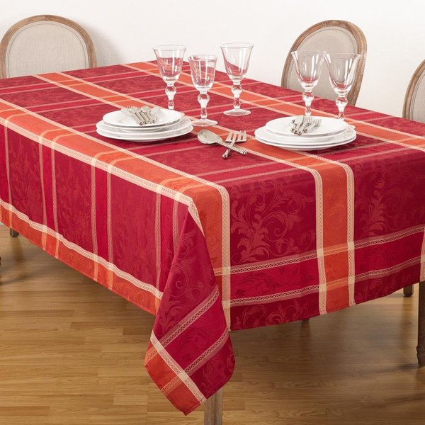 Saro Lifestyle SARO  70 x 120 in. Pumpion Collection Plaid Design Tablecloth - Multi Color 3005.M70120B